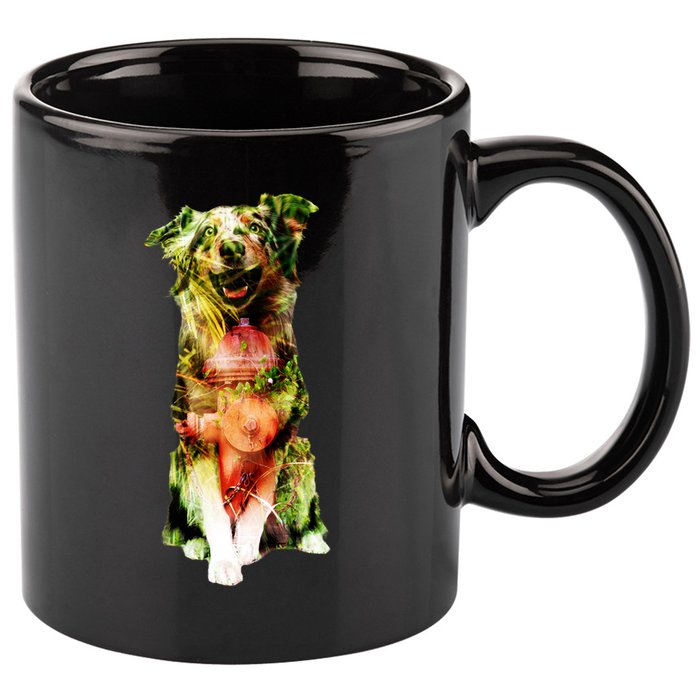 Figherfighter Dog Illustration 11oz C Handle Ceramic Mug