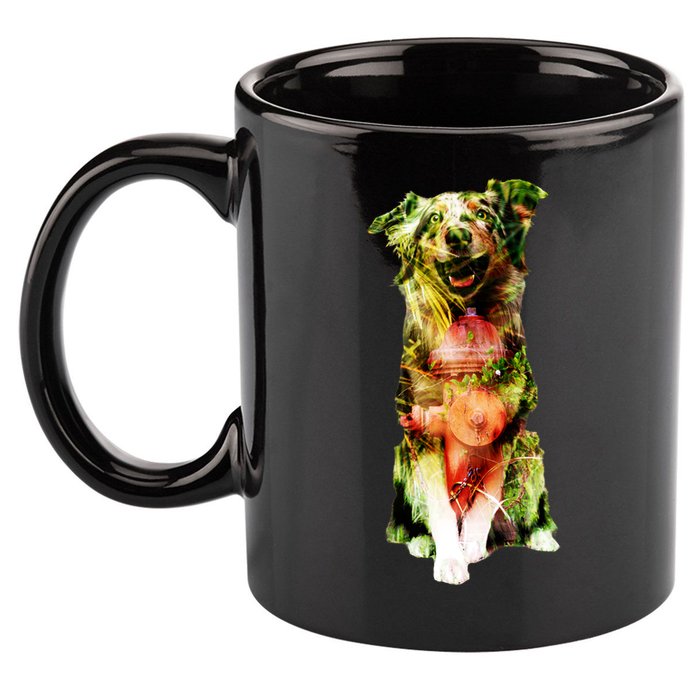 Figherfighter Dog Illustration 11oz C Handle Ceramic Mug