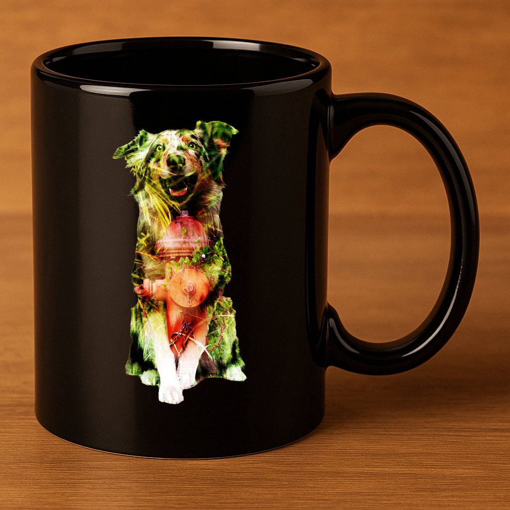 Figherfighter Dog Illustration 11oz C Handle Ceramic Mug