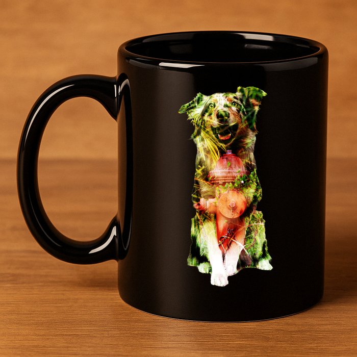 Figherfighter Dog Illustration 11oz C Handle Ceramic Mug