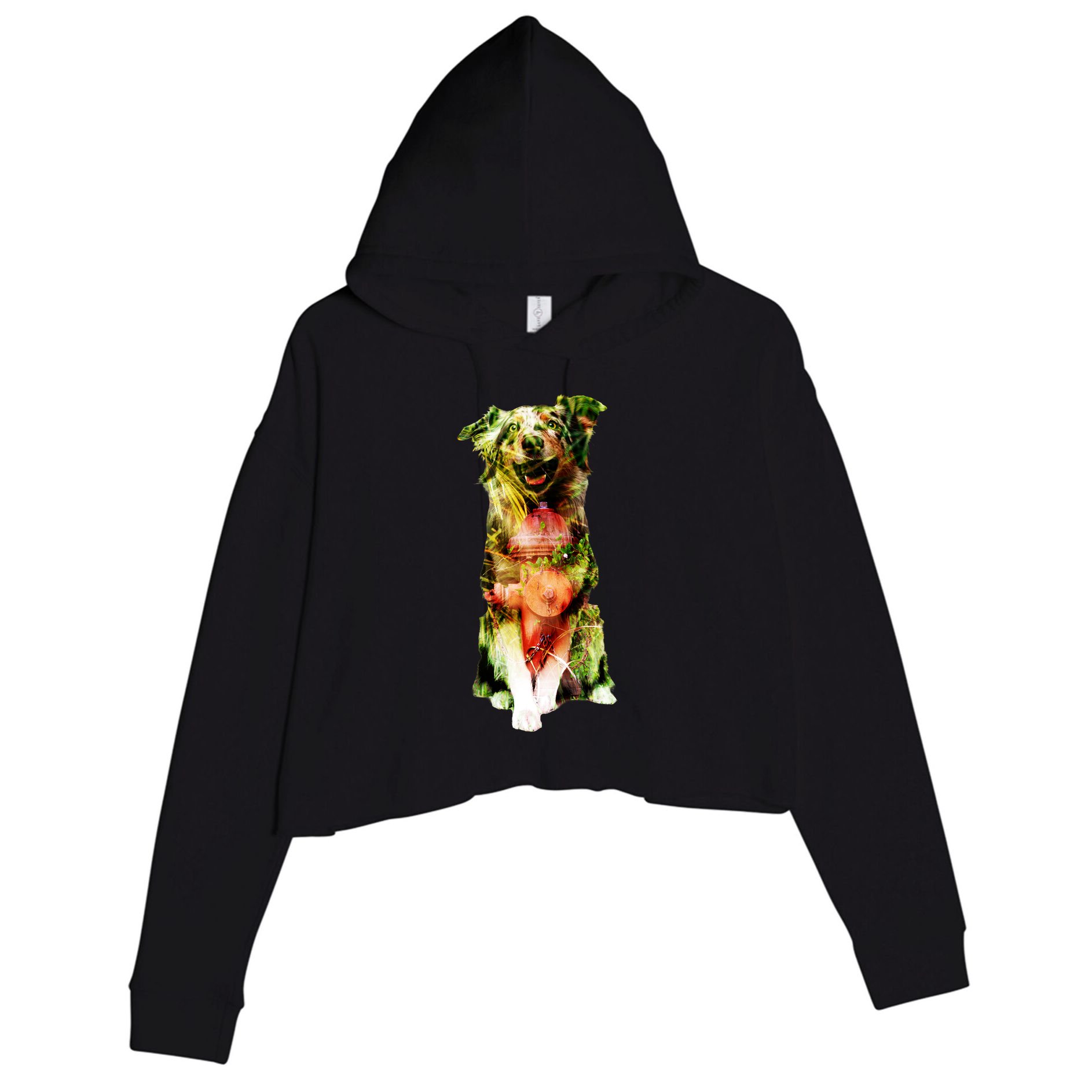 Figherfighter Dog Illustration Crop Fleece Hoodie