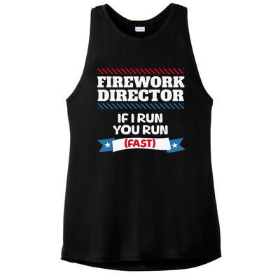 Fireworks Director If I Run You Run July 4th Independence Ladies PosiCharge Tri-Blend Wicking Tank