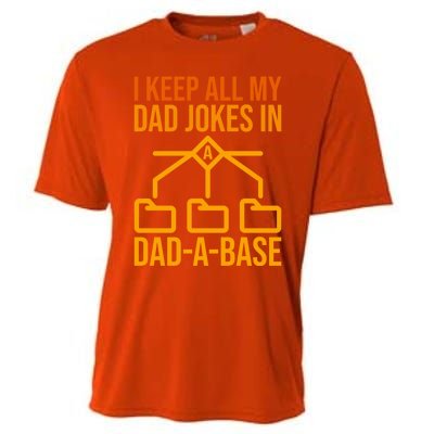 Funny Dad I Keep All My Dad Jokes In A Dad A Base Dad Jokes Funny Gift Cooling Performance Crew T-Shirt