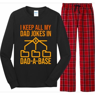 Funny Dad I Keep All My Dad Jokes In A Dad A Base Dad Jokes Funny Gift Long Sleeve Pajama Set