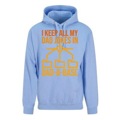 Funny Dad I Keep All My Dad Jokes In A Dad A Base Dad Jokes Funny Gift Unisex Surf Hoodie