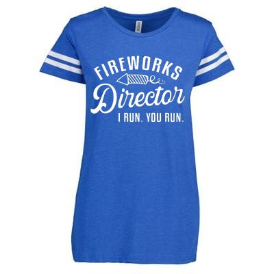 Fireworks Director I Run You Run | 4th Of July Enza Ladies Jersey Football T-Shirt