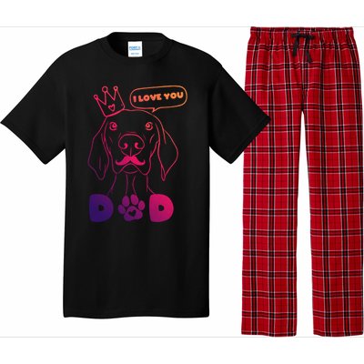 Funny Dog In Crown And Mustache I Love You Dad Gift Pajama Set