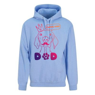 Funny Dog In Crown And Mustache I Love You Dad Gift Unisex Surf Hoodie