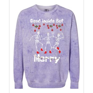 Funny Dead Inside But Merry Christmas Dancing Skeleton Nurse Gift Colorblast Crewneck Sweatshirt