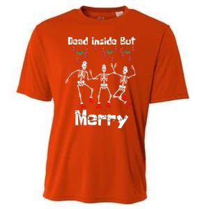 Funny Dead Inside But Merry Christmas Dancing Skeleton Nurse Gift Cooling Performance Crew T-Shirt