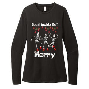 Funny Dead Inside But Merry Christmas Dancing Skeleton Nurse Gift Womens CVC Long Sleeve Shirt