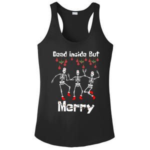 Funny Dead Inside But Merry Christmas Dancing Skeleton Nurse Gift Ladies PosiCharge Competitor Racerback Tank