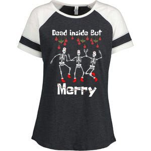 Funny Dead Inside But Merry Christmas Dancing Skeleton Nurse Gift Enza Ladies Jersey Colorblock Tee