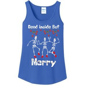 Funny Dead Inside But Merry Christmas Dancing Skeleton Nurse Gift Ladies Essential Tank