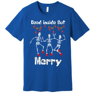 Funny Dead Inside But Merry Christmas Dancing Skeleton Nurse Gift Premium T-Shirt