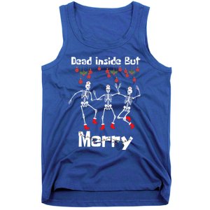 Funny Dead Inside But Merry Christmas Dancing Skeleton Nurse Gift Tank Top