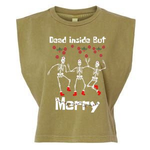 Funny Dead Inside But Merry Christmas Dancing Skeleton Nurse Gift Garment-Dyed Women's Muscle Tee