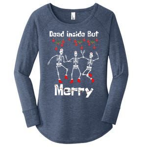 Funny Dead Inside But Merry Christmas Dancing Skeleton Nurse Gift Women's Perfect Tri Tunic Long Sleeve Shirt