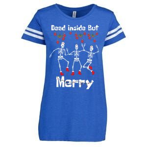 Funny Dead Inside But Merry Christmas Dancing Skeleton Nurse Gift Enza Ladies Jersey Football T-Shirt