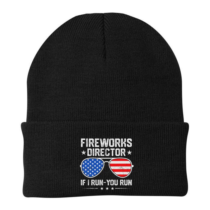Fireworks Director If I Run You Run For 4th Of July Knit Cap Winter Beanie