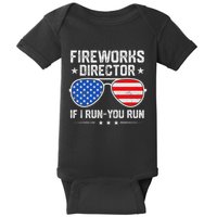 Fireworks Director If I Run You Run For 4th Of July Baby Bodysuit