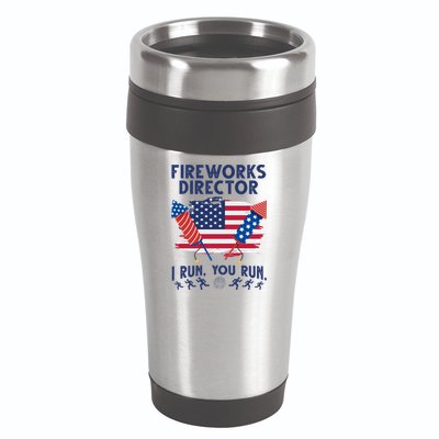 Fireworks Director I Run You Run 4th Of July Festive 16oz Travel Tumbler