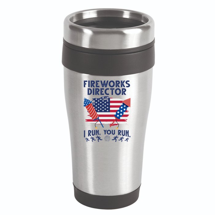 Fireworks Director I Run You Run 4th Of July Festive 16oz Travel Tumbler
