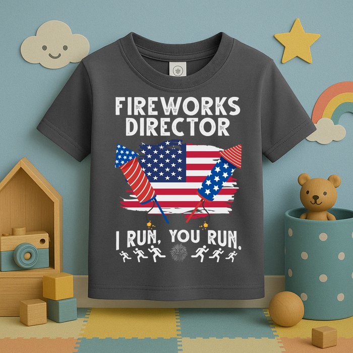 Fireworks Director I Run You Run 4th Of July Festive Toddler T-Shirt