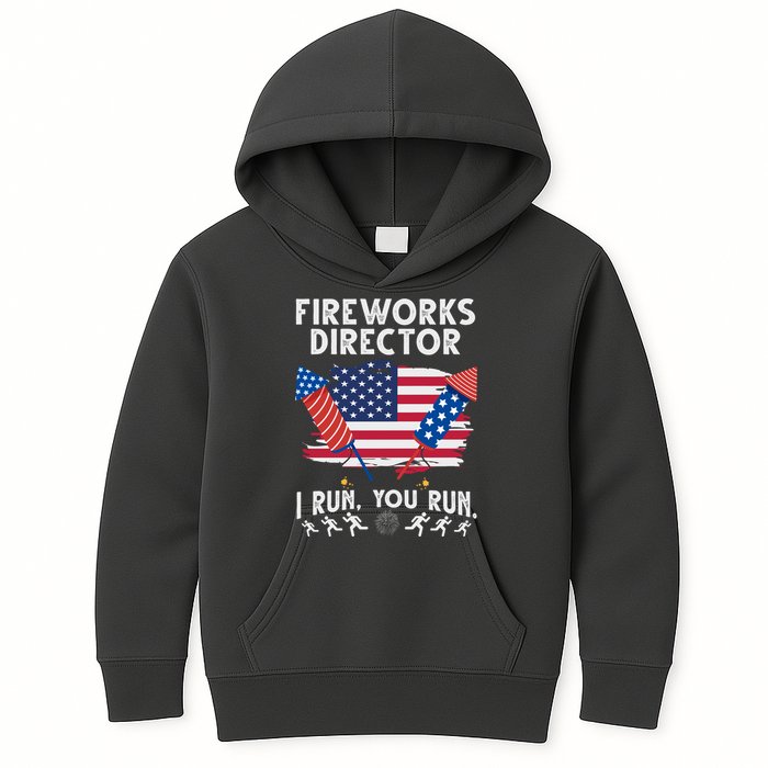 Fireworks Director I Run You Run 4th Of July Festive Kids Hoodie