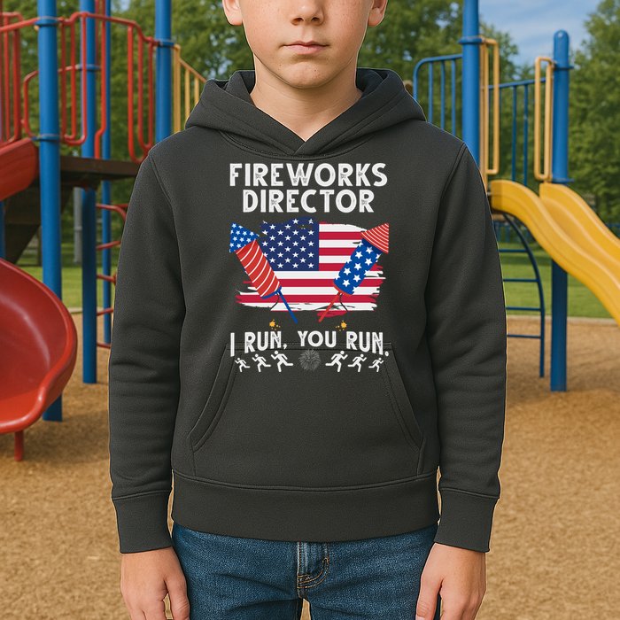 Fireworks Director I Run You Run 4th Of July Festive Kids Hoodie