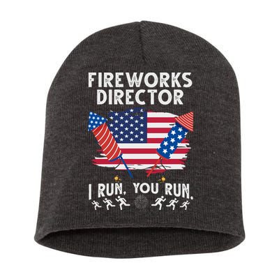 Fireworks Director I Run You Run 4th Of July Festive Short Acrylic Beanie