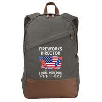 Fireworks Director I Run You Run 4th Of July Festive Cotton Canvas Backpack