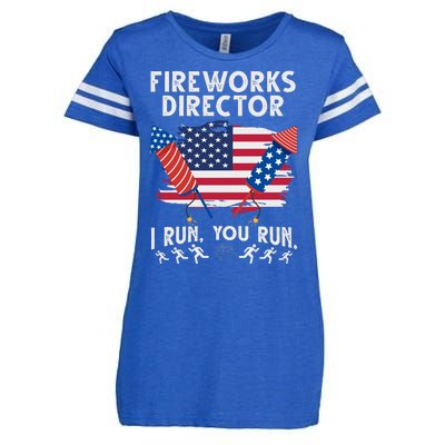 Fireworks Director I Run You Run 4th Of July Festive Enza Ladies Jersey Football T-Shirt