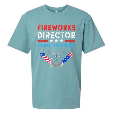 Fireworks Director I Run You Run Funny 4th Of July Outfit Gift Sueded Cloud Jersey T-Shirt