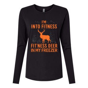 Fitness Deer In My Freezer Deer Deer Hunting Womens Cotton Relaxed Long Sleeve T-Shirt