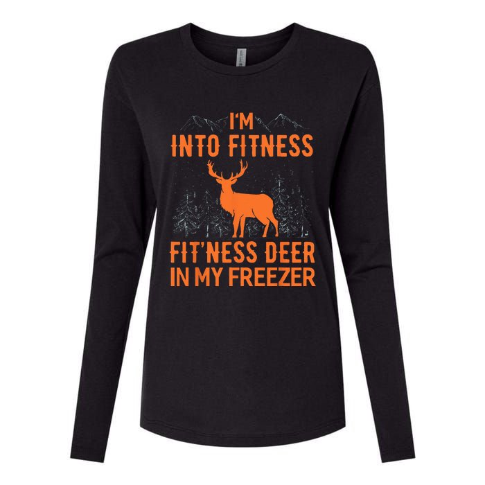 Fitness Deer In My Freezer Deer Deer Hunting Womens Cotton Relaxed Long Sleeve T-Shirt