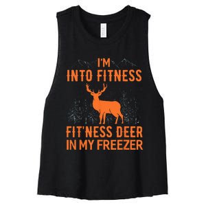 Fitness Deer In My Freezer Deer Deer Hunting Women's Racerback Cropped Tank