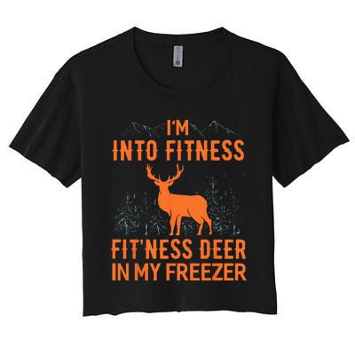 Fitness Deer In My Freezer Deer Deer Hunting Women's Crop Top Tee