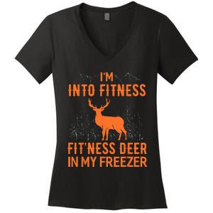 Fitness Deer In My Freezer Deer Deer Hunting Women's V-Neck T-Shirt