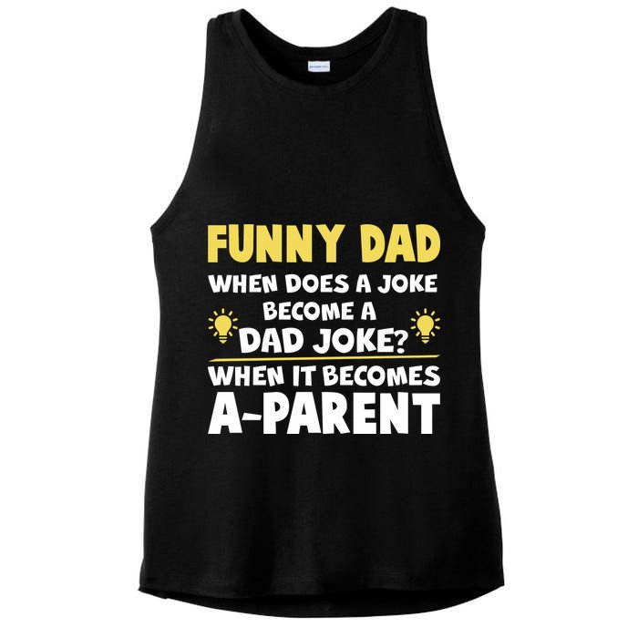 Funny Dad Joke When It Becomes A Parent Ladies PosiCharge Tri-Blend Wicking Tank
