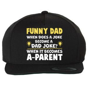 Funny Dad Joke When It Becomes A Parent Wool Snapback Cap