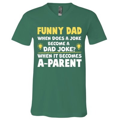Funny Dad Joke When It Becomes A Parent V-Neck T-Shirt