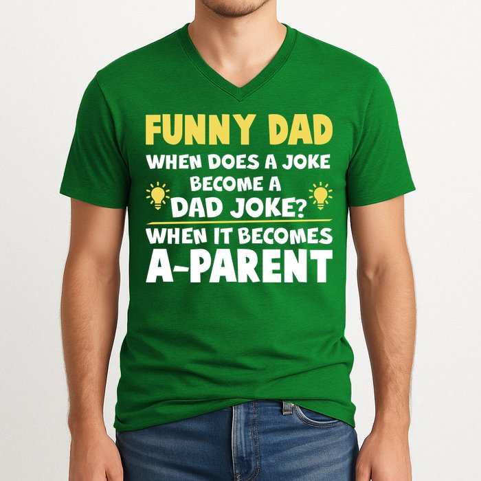 Funny Dad Joke When It Becomes A Parent V-Neck T-Shirt