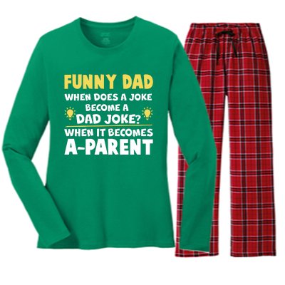 Funny Dad Joke When It Becomes A Parent Women's Long Sleeve Flannel Pajama Set 