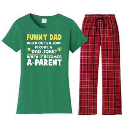 Funny Dad Joke When It Becomes A Parent Women's Flannel Pajama Set