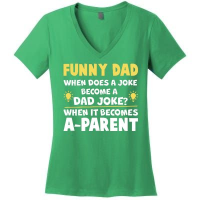 Funny Dad Joke When It Becomes A Parent Women's V-Neck T-Shirt