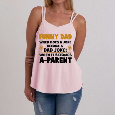 Funny Dad Joke When It Becomes A Parent Women's Strappy Tank