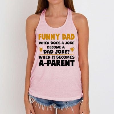 Funny Dad Joke When It Becomes A Parent Women's Knotted Racerback Tank