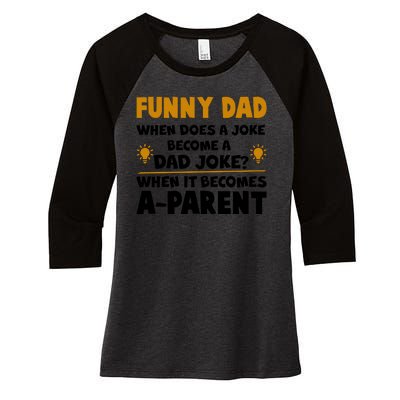 Funny Dad Joke When It Becomes A Parent Women's Tri-Blend 3/4-Sleeve Raglan Shirt