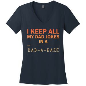 Funny Dad Jokes Database Dad Joke Lovers Women's V-Neck T-Shirt